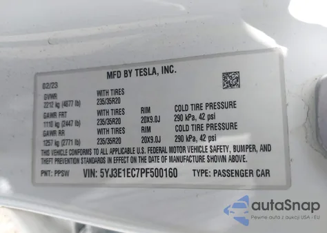 2023 Tesla Model 3 Performance Dual Motor All-Wheel Drive from USA, damaged, VIN 5YJ3E1EC7PF500160